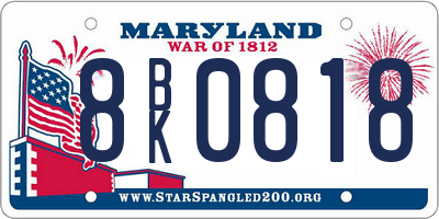 MD license plate 8BK0818