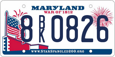 MD license plate 8BK0826