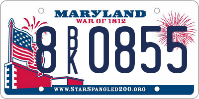 MD license plate 8BK0855
