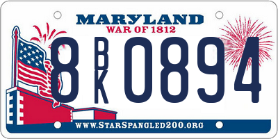 MD license plate 8BK0894