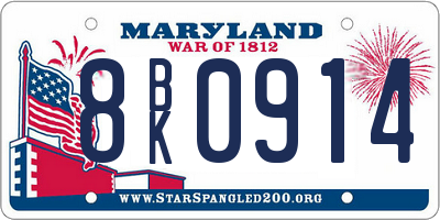 MD license plate 8BK0914