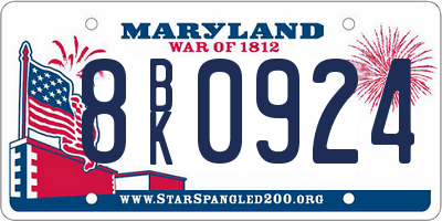 MD license plate 8BK0924