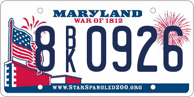 MD license plate 8BK0926