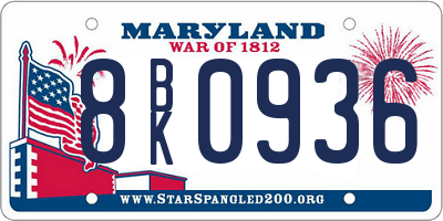 MD license plate 8BK0936