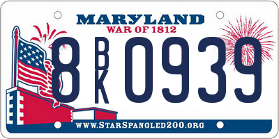 MD license plate 8BK0939