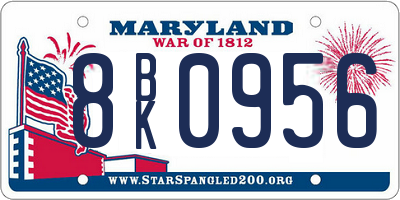 MD license plate 8BK0956