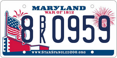 MD license plate 8BK0959