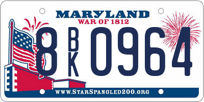 MD license plate 8BK0964