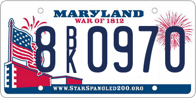 MD license plate 8BK0970