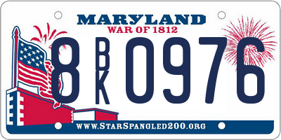 MD license plate 8BK0976