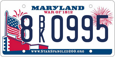 MD license plate 8BK0995