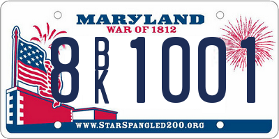 MD license plate 8BK1001