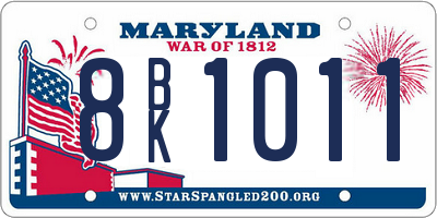 MD license plate 8BK1011
