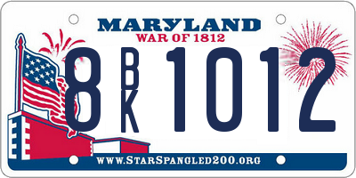 MD license plate 8BK1012