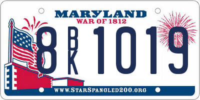 MD license plate 8BK1019
