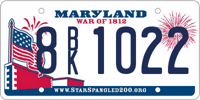 MD license plate 8BK1022
