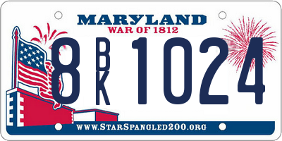 MD license plate 8BK1024