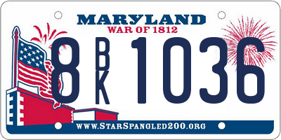 MD license plate 8BK1036