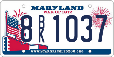 MD license plate 8BK1037
