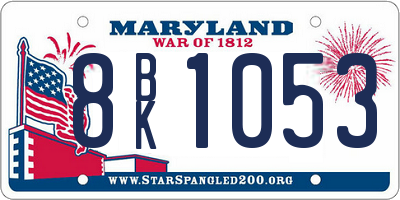 MD license plate 8BK1053