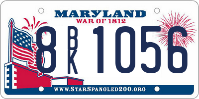MD license plate 8BK1056