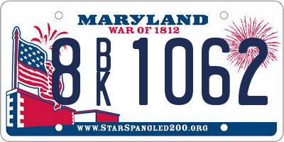 MD license plate 8BK1062
