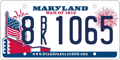 MD license plate 8BK1065