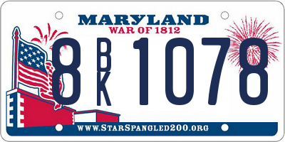 MD license plate 8BK1078