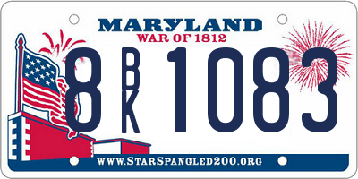 MD license plate 8BK1083