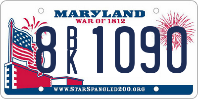 MD license plate 8BK1090