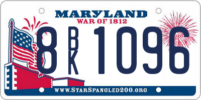 MD license plate 8BK1096