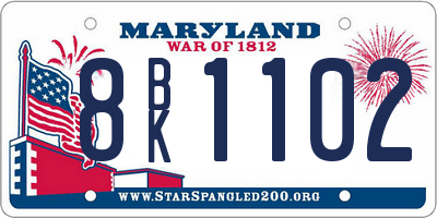 MD license plate 8BK1102