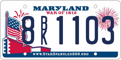 MD license plate 8BK1103