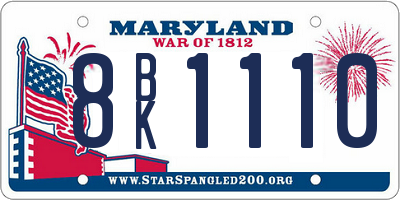 MD license plate 8BK1110
