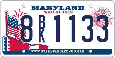 MD license plate 8BK1133