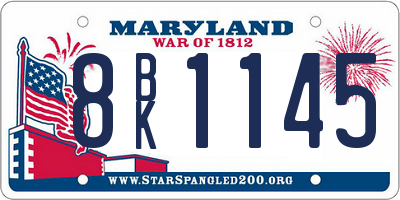MD license plate 8BK1145