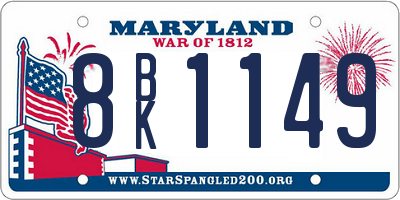 MD license plate 8BK1149
