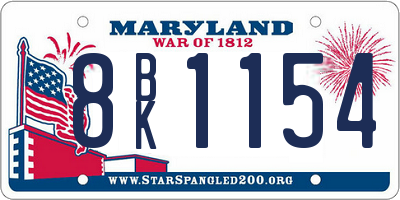 MD license plate 8BK1154
