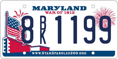 MD license plate 8BK1199