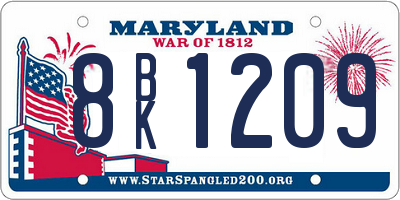 MD license plate 8BK1209