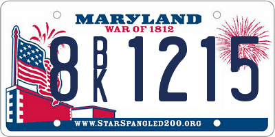 MD license plate 8BK1215