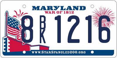 MD license plate 8BK1216