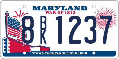 MD license plate 8BK1237