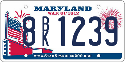 MD license plate 8BK1239