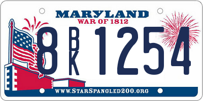 MD license plate 8BK1254