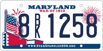MD license plate 8BK1258