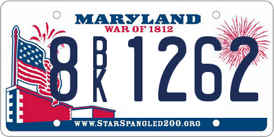 MD license plate 8BK1262
