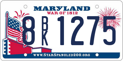 MD license plate 8BK1275