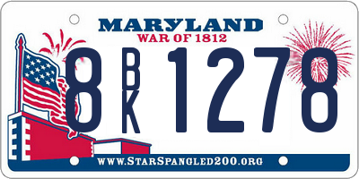 MD license plate 8BK1278