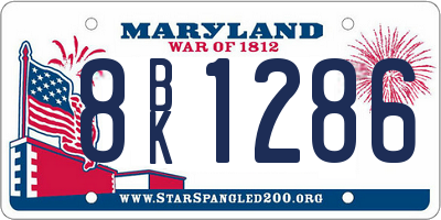 MD license plate 8BK1286